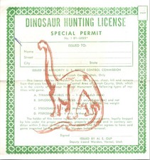 Dinosaur Hunting License Vernal UT Vintage Travel Leaflet 4A3 picture