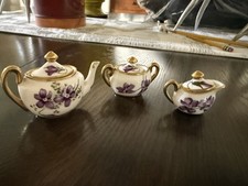 AS-IS Vintage Hammersley Bone China Victoria Violets Mini Tea Set picture