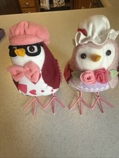 Valentines Day Holiday Birds Lot Of 2 Walmart Celebrate Red Pink White Hearts VG picture