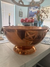 Vintage William Sonoma Copper Pot Vat Tureen with Brass Handles Large 16.5