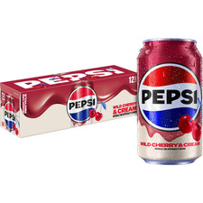 Pepsi Wild Cherry & Cream Soda 12 fl oz Cans Pack of 12 Refreshing Drink picture