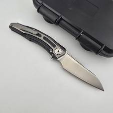 Stedemon Jenova Folding Knife Sheepsfoot 204P Titanium Frame Lock Flipper A02BLC picture