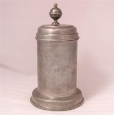 Antique Early German Pewter Beer Stein Walzenkrug Saxonian dat.1842 picture