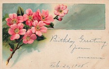 PINK FLOWER BOUQUET MULTI USE GREETING POSTCARD 1908 picture