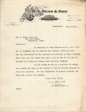 1918 Auburn NY B.A. Dean & Son Hay Grain Letter Food Admin License picture