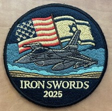 IDF Israeli Air Force Iron Swords 2025 Patch US Israel F-16 Fighter Jet Military picture