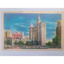 Vintage 1953 City Hall Park New York City postcard picture