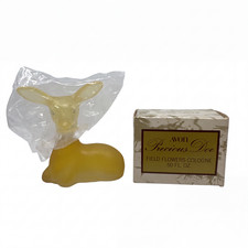 Vintage Avon Precious Doe Deer, Sweet Honesty Field Flowers Cologne .5 Fl Oz NOS picture