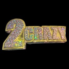 Vintage '90s Y2K Prism Gold Bling 2 Crazy Spell Out Vending Machine Sticker NOS picture