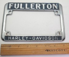Vtg 1990's Fullerton Harley-Davidson all metal Motorcycle license plate frame picture