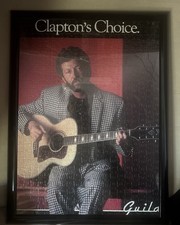 VINTAGE ERIC CLAPTON GUILD GUITAR 1987 PRINT AD  Framed puzzle 22x17 With Cap picture