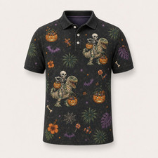 Halloween Pumpkin Golf Polo Shirt Funny Golfer Gift Casual Shirt picture