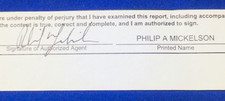 Phil Mickelson Golf Legend Hard Signed Legal Document Cut Signature Date 10/3/23 picture