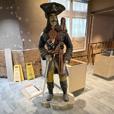 Pirate Captain Statue Figurine w/ Sword & Parrot, Multicolor picture