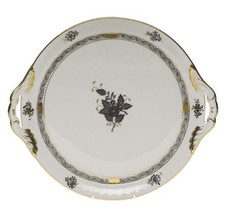 Herend Cake Plate  Chinese Bouquet Black NEW  picture