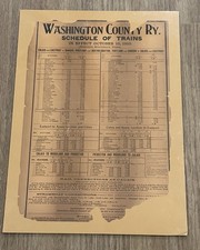 1910 Washington County Railway Train Schedule Poster Antique Timetable picture