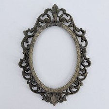 Ornate Italian Oval Brass Tone Picture Frame Rococo Acanthus Scroll 3.5x5