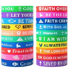 20 Pcs Bible Verse Silicone Bracelets Christian Scripture Bands picture