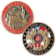 U.S. Marine Corps 250th Anniversary Challenge Coin With Box picture