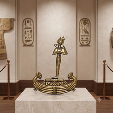 Osiris Statue on Sacred Bark Boat of Rebirth, Egyptian Artifact picture