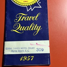 Vtg 1957 Quality Courts Travel Coral Sands Motel Myrtle Beach SC 44 Map Guide picture