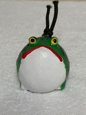 Retro Handmade Clay Bell Frog Lucky Charm Folk Toy Unglazed Pottery 80s Style picture
