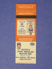 Aggie's Port Angeles Motor Inn Matchbook Cover - Port Angeles, WA. - Mint picture