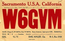 Vintage Amateur Radio QSL Postcard, 1938, W6GVM, Sacramento, CA, Scott #720 picture