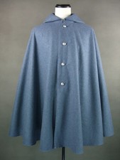 Vintage French Military Cape Horizon Blue Wool Hooded Cloak WWI Style Surplus picture
