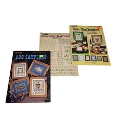 Leisure Arts Sampler Pattern Leaflet Books Lot 1985 - 1991 Country Alphabet More picture
