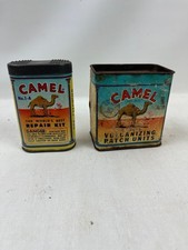 (2) Vintage CAMEL Tube Car Tire Patch Repair Kit Cardboard Tin Label - ca 1949 picture