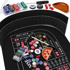Craps Table Top Game Set, 70x35’’ Serged-Edge Craps Game Layout, 48x11’’ (Black) picture
