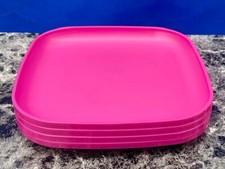 New Set 4 Tupperware Luncheon Plates 8” Square Raised Sides Differents Color picture