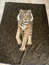 Vintage Beiderlack Tiger Reversible Blanket Made in USA 62x54” Brown Beige picture