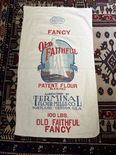 VTG 1930s-40s Old Faithful Fancy Flour Sack 100 Pounds Excellent Color Portland picture