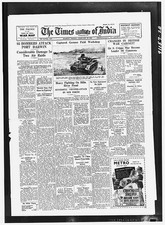 Photo:The Times of India Newspaper Front Page 1935-1942 War News Tank Ad picture