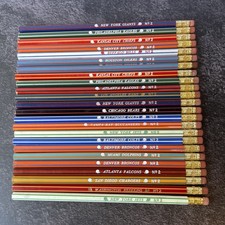 24 Vintage NFL Pencils Never Used National Football League Striped Wood picture