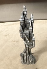 Vintage Pewter Medieval Fantasy Castle Figurine Miniature Turrets Collectible picture