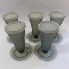 Set Of 5 Tupperware Parfait Pudding Cups w/ Lids Smoky Gray 5.5 Inch #754 picture