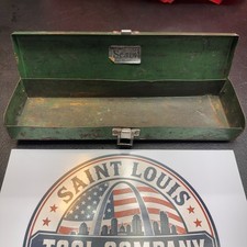 RARE Vintage Sears Green Steel Tool Box – Original Paint & Patina – 12” picture