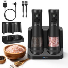 2X Electric Salt Pepper Grinder Automatic Rechargeable Base 316 stainless steel picture