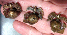 Lot of three (3) USMC droop wing collar EGA's all hallmarked 