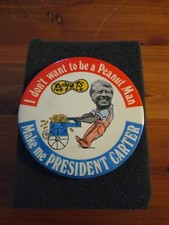 1976 I Don't Want To Be A Peanut Man Jimmy Carter Political Campaign Pinback picture