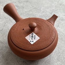 Tokoname ware Pottery Japanese Teapot Shudai Flat Kyusu 140ml by Gyokko picture