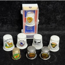 Vintage Souvenir Thimble Lot of 8: Cabelas, Pocono, IL, IN, MN, MO,  NJ, PA picture