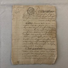 Antique Hand Written French Document Dated 1763 Beautiful Early Letter picture