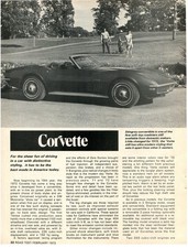 1972 CHEVROLET CORVETTE INTRODUCTION 2 PG ARTICLE picture