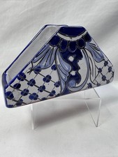 (4A) Vintage Mexican Talavera Hand-Painted Blue & White Majolica Ceramic Napkin picture