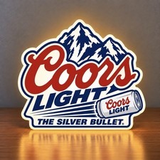 Coors Light The Silver Bullet LED LightBox Display USB Dimmable Beer Bar Sign picture
