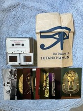 1978 Treasures of Tutankhamun Exhibit Lot, 11 Postcards, Cassette Tape & Slides picture